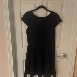 Classic Black Cap-Sleeve Fit-and-Flare Dress